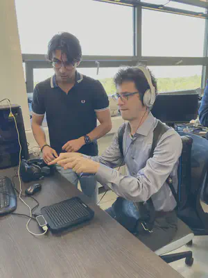 A visitor taking part in a hands-on interactive demonstration at the lab inauguration