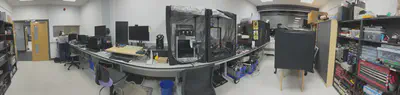 Panoramic view of the VR Lab workshop