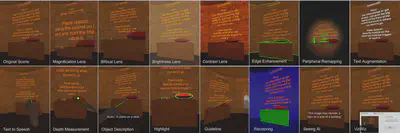 Figure 10: Tools for low-vision accessibility in VR.